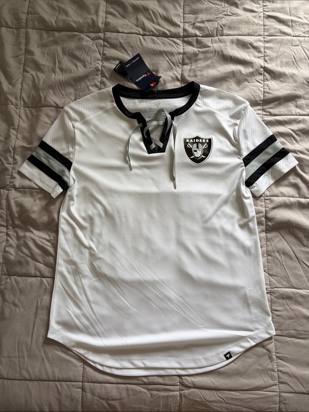 Riders by Lee White and Black Lace-Up Short Sleeve Jersey